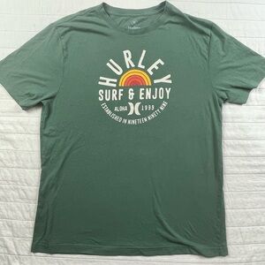 Hurley Green Surf & Enjoy 100% Cotton Tee Men’s Medium